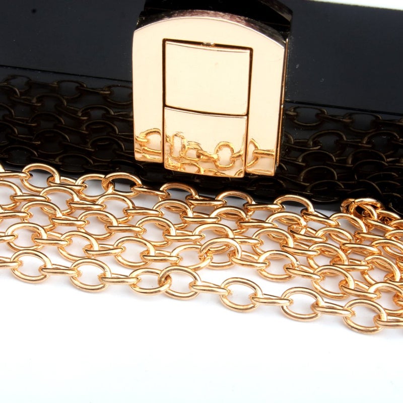 LETODE Geometric design of elegant female colored acrylic clutch gold chain bag (GREEN) - Image 4
